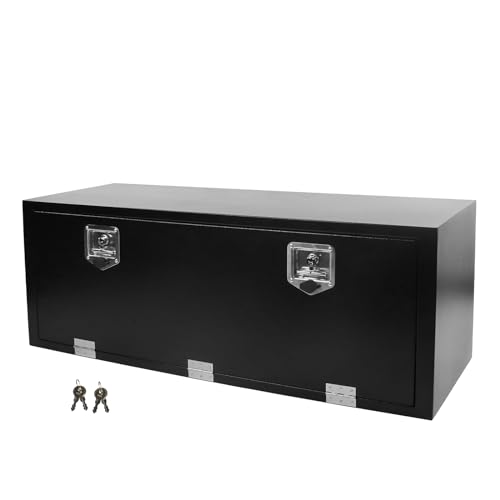 FGJQEFG 48'' Heavy Duty Truck Tool Box Steel for UnderBed Trailer Outdoor Car with Lock and Key - 48 x 18 x 18 Inch Black Underbody Toolbox