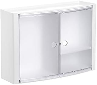 TATAY Horizontal plastic cupboard, white colour, 2 doors without knobs in coslor glacé, and removable inner shelf.