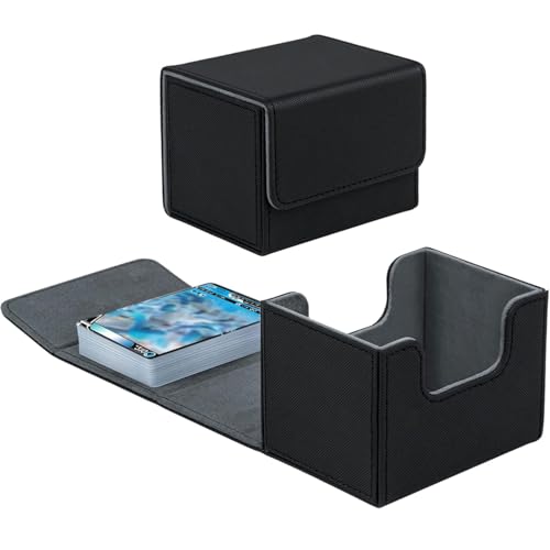 Tolesum Card Deck Box for MTG, Gathering Kartenbox für 100+ Karten, PU Leder Starkes Magnetic Sammelkarten Box Kompatibel Magic Commander TCG Karten (Horizontal-Schwarz)