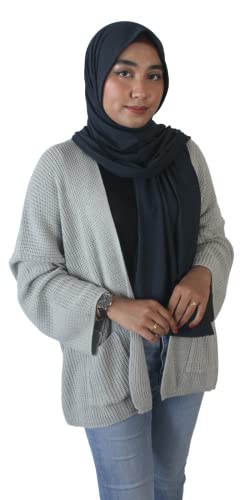 SABA scarves Ribbed Jersey Hijab Bali Collection [Wrinkle free effortless daily essentials] (Midnight), Standard (SABA-RJ8000)