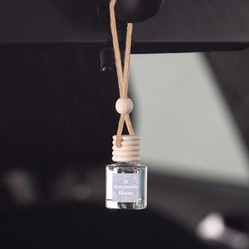 Image of C&E Craft Co Hanging Car Air Freshener Diffuser 2 Pack, Long Lasting Fragrance Oil Car Freshener, Glass Bottle Auto Air Freshener, Made in USA (Honeysuckle Bloom)