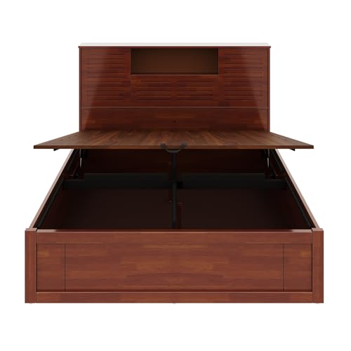 Image of Wakefit Bed | Queen (78 X 60) Sheesham Wood Bed Hydraulic, 3 Year Warranty | - Aquari - Golden Brown