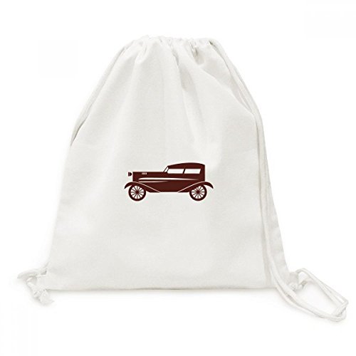 Sac à cordon en toile marron géométrique voitures classiques pour alléger vos bagages