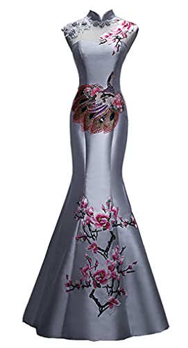 Keting Mermaid Flower Pattern Satin Corset Prom Party Bridesmaid Dress Evening Shower Pageant Celebrity Gown for Wedding