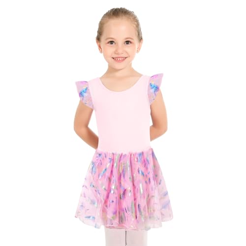 Phineein Girls' Flutter Sleeve Criss-Cross Back Dance Leotard with Dress Cutout Back4
