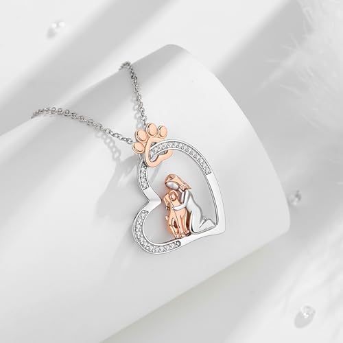 INFUSEU Sterling Silver Heart Dog Necklaces for Women Girls Pet Lover Gifts, 18" Chain2