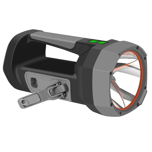 ErayLife LED Recargable Linterna de Manivela, 5200mAh Solar Foco Portátil, 2000LM 6 Modos Linterna con USB, IP67 linterna impermeable para camping, caza, emergencias (Negro 6 Modos)
