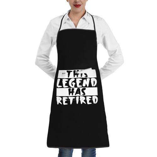 nopicsn This Legend Has Retired Retirement Apron for cooking with Pockets Women Men Kitchen Chef Funny Aprons