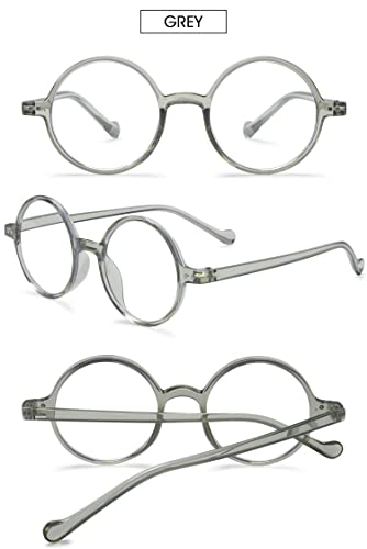 VEVESMUNDO Blue Light Blocking Reading Glasses Round Retro Vintage Readers Glasses for Women Men (1 Pcs Grey Reading Glasses, +1.0) - Image 3