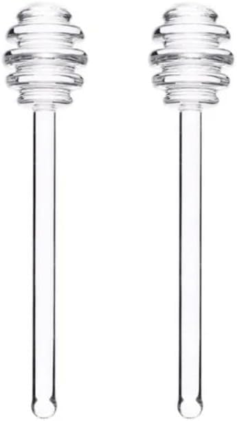 2Pcs Transparent 6" Glass Honey Dipper Sticks Stirring Sticks Server Honey Spoon Dipper Stirrer Honey Wand for Honey Pot Jar Containers Honey Dispense Drizzle, Home and Kitchen