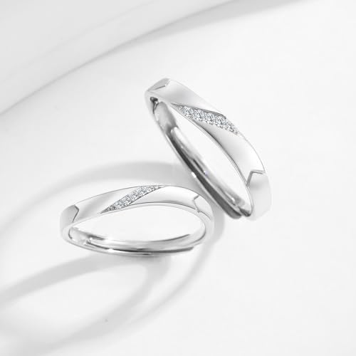 Bague ajustable argent couple pour sceller une promesse d'amour - 4