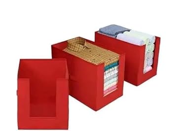 Tiarakrafts Shirt Cover Shirt Stacker Storage Organizer Garments Cover Clothes Organizer red