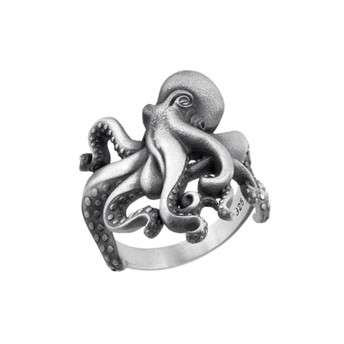 Octopus Handmade Sterling Silver Ring, Octopi Animal Biker Rings, Animal Silver Jewelry, Sea Animal Gothic Rings