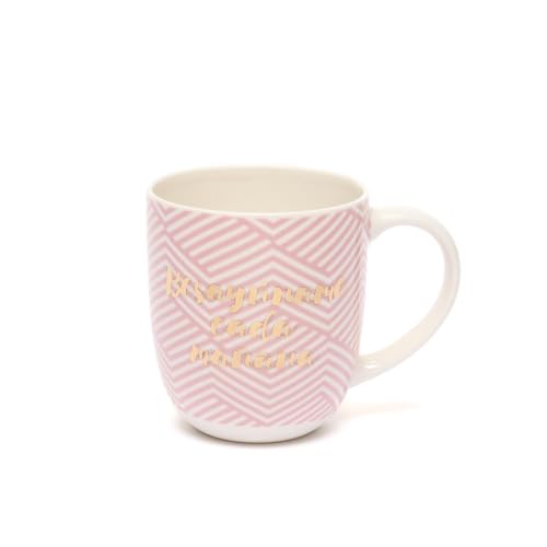 DRAEGER PARIS 1886 - Taza Cerámica Mensaje Besayúname cada Mañana - Diseño Chic en Rosa/Azul, 320 ml - Decoración con Detalles en Oro - Apta para Lavavajillas - Ideal para Decorar y Sorprender