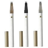 3PCS 4 Tip Eyebrow Pencil Waterproof, Smudge-Proof Brow Pen with Ultra-Fine Brush for Natural Looking, Beginner-Friendly Eye Brow Pen (Brown, Black)