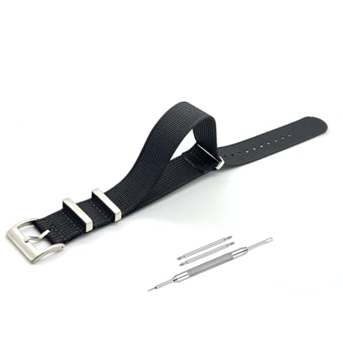 Image of Lineon 20mm & 22mm Stainless Steel 304 Buckle & loop Nylon Vintage Style NATO Watch Strap ONE WAY NATO Nylon STRAP Imported Quality With Pins and Pin Remover Tool (Include)