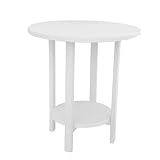 Phat Tommy Round Bar Height Patio Table - Outdoor Bar Table - Balcony Height Patio Furniture for Your Deck - Poly Outdoor Furniture, White