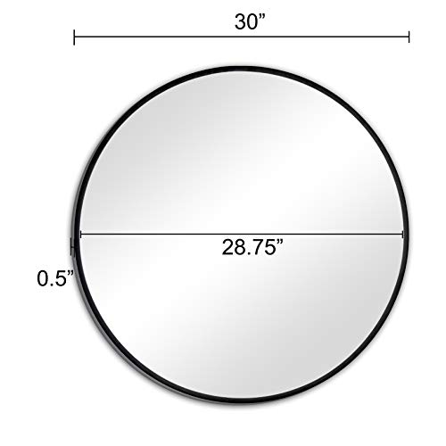 EMAISON 30 inch Round Mirror Black Metal Framed Wall Mount Bathroom Vanity Real Glass Circle Mirror for Home, Entryway, Living Room, Bedroom by EMAISON - Image 6
