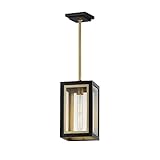 Maxim Lighting 30051CLBKGLD I Neoclass Collection 12 Inch One Light Outdoor Ceiling Pendant I Black & Gold Finish I Modern Contemporary Light Fixture I Adjustable Height I
