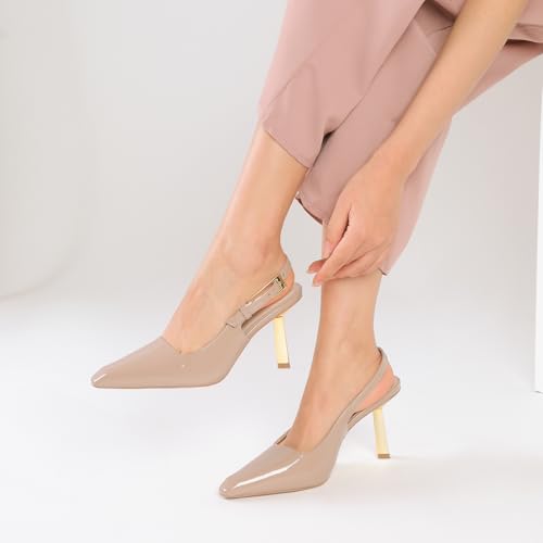 RIBONGZ Slingback Heels for Women Closed Pointed Toe Stiletto High Heels Dress Sexy Pumps Heeled Wedding Bride Prom Party Evening Dressy Shoes3