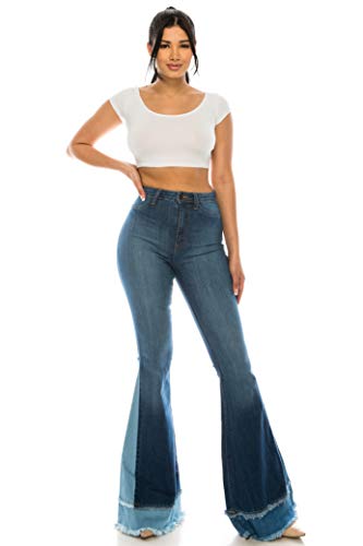Aphrodite Bootcut Jeans for Women - Super High Waisted Wide Leg Bell Flare Bottom Stretch Distressed Ripped Denim Pants