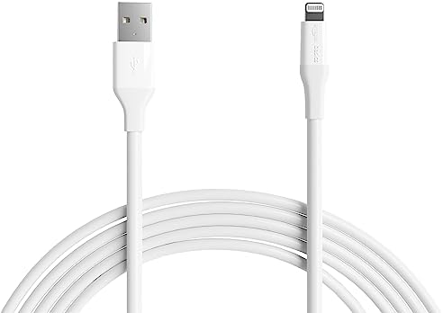 Amazon Basics Apple MFi Certified USB-A to Lightning Cable for iPhone iPad, Fast Charging, 10ft (10 Foot), White, 1-Pack