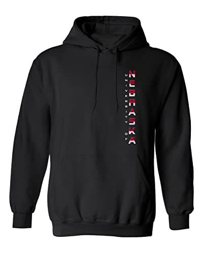 CornBorn Nebraska Huskers Sweatshirt - Hooded Fleece Striped Vertical University of Nebraska - Black - 5X