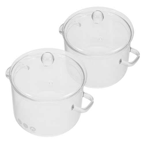 HOLIDYOYO Pentola Per Stufati in Vetro 1900ml Con Doppio Manico e Coperchio, Resistente Al Calore Adatta Per Cucina Casalinga e Cottura Lenta, Set Da 2 Pentole in Vetro Borosilicato