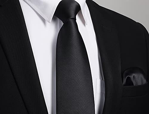 Image of Enlision Mens Ties Solid Color Satin Necktie Ties for men Handkerchief Cufflinks Pocket Squares for Wedding