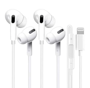 2 Pack Lightning Wired Earphones,Apple MFi Certified In-Ear Wired Earbuds Headphones for iPhone 14/14 Plus/13/12/11/8/7 X Pro Max,iPad