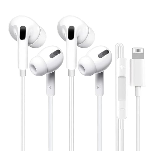 Lot de 2 écouteurs Lightning avec câble, certifiés Apple MFi, écouteurs intra-auriculaires, stéréo Hi-Fi, pour iPhone 14/13/12/11/8/7/X/Pro/Pro Max (2)