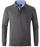 LLdress Herren Langarm Poloshirts Hemd Herren Golf Langarm T-Shirt Outdoor Sport Atmungsaktiv für Männer Casual Klassisch Polohemd Basic Frühling und Herbst(095-DeepGrayXL)