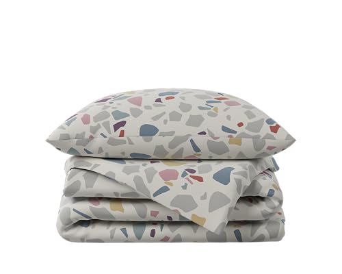 Hibboux 135 x 200 cm Terazzo Duvet Cover Set, Sand, Gray, Twin