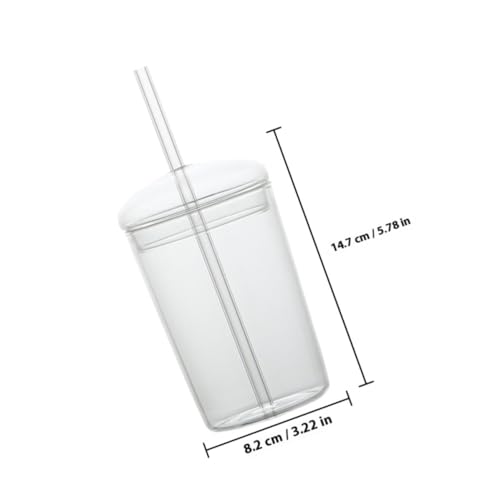 Tazas de vidrio con pajita estables con asa cómoda para evitar derrames en casa 3