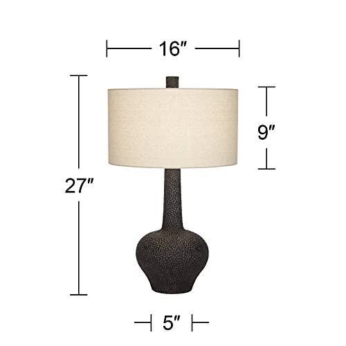 Lámpara de mesa negra mid century 27 pulg con pantalla crema miniatura 4