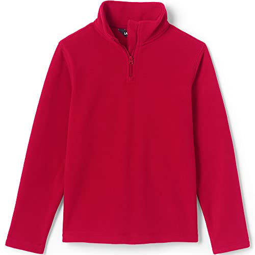 Lands' End School Uniform Kids Lightweight Fleece Quarter Zip Pullover X-Large Red