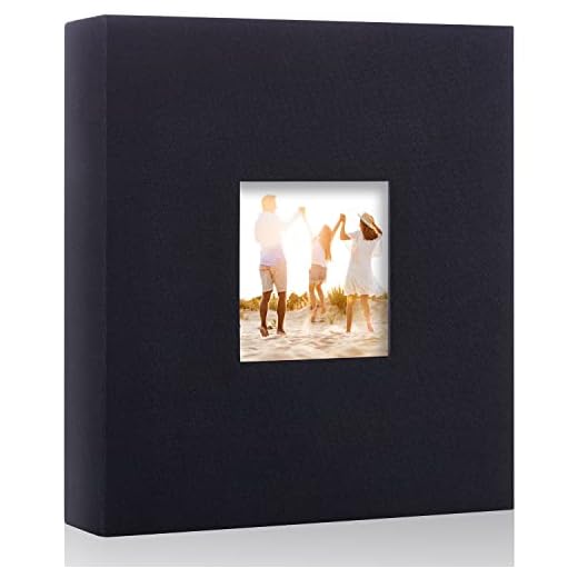 Miaikoe Photo Album 8x10 Clear Pages Pockets Linen Cover with Front Window Slide in Photo Album Holds 50 Vertical 8x10 Photos Picture Book for Anniversary Baby Family (Black)