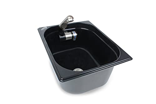 Edelstahl Spülbecken Camping Spüle Waschbecken Design schwarz + Ablauf 325x265x150mm Barwig schwarz chrome Design Wasserhahn integriert (ad-ideen)