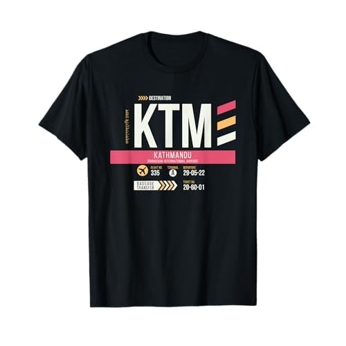 Vintage Katmandú KTM Airport Code Retro Travel Day Nepal Camiseta