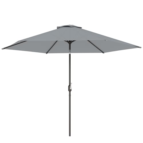 Outsunny Sonnenschirm 295 cm Neigbar Balkonschirm mit Kurbel, Schutzhülle Gartenschirm windfest stabil Marktschirm mit Windöffnung für Garten Balkon Terrasse Grau