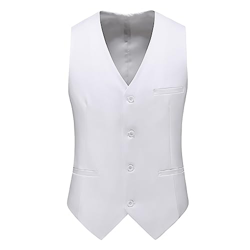 MOGU Mens Waist coat Casual Suit Vest 28 Plain Colors for Prom Wedding Business