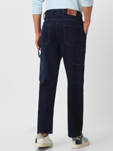 Image of Urbano Fashion Men's Loose Mid Rise Baggy Fit Cargo Carpenter Jeans with 6 Pockets Non-Stretchable