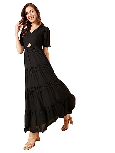Image of Rare Women's Rayon Fit and Flare Maxi Casual Dress