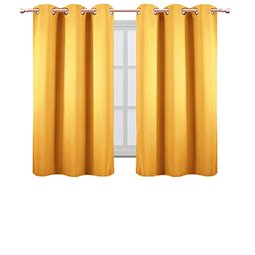 Image of LEMOMO Yellow Blackout Curtains 34 x 54 Inch Length /Set of 2 Curtain Panels /Thermal Insulated Room Darkening Blackout Curtains for Bedroom