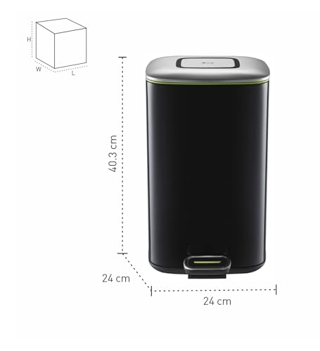 Image of Obsessions Stainless Steel Step Dustbin with Deodorizer Compartment, 12 Litres, Black