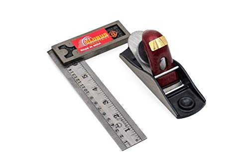 Image of BRAVO 1244 Wood Planer Machine (5.5 Inch) & 6 Inch Try Square | Randa & Right Angle Tool Set for Carpenter & Carpentry Construction | All Types Professional Woodworking Guniya Trisquare Multicolor.