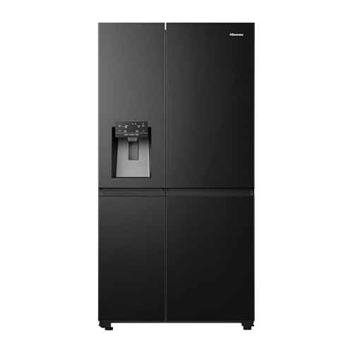 Hisense RS818N4TFE Side-by-Side Kühl-Gefrierkombination /179 cm/Inverter Kompressor/Total NoFrost/Multi Air Flow/Wasserspender mit Wassertank/Kühlteil 417 l/Gefrierteil 215 l/schwarz