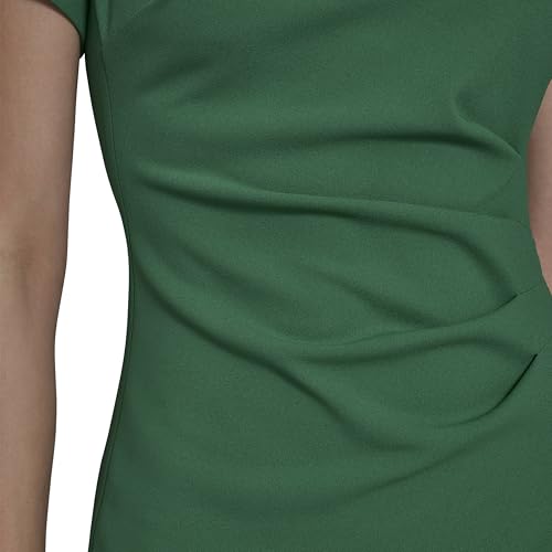 Image of KARL LAGERFELD Short Ruched Sleeve Jewel Neck Sheath Mini Dress