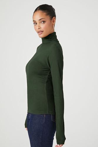 Image of Emmalise Womens Turtleneck Top Long Sleeves Fitted Ribbed Top