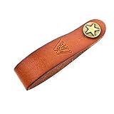 Walker And Williams AT-1-RBRN Retro Brown Premium Thick Leather Acoustic Guitar Strap Button Headstock Adaptor For Acoustic, Electric, And Bass Guitars